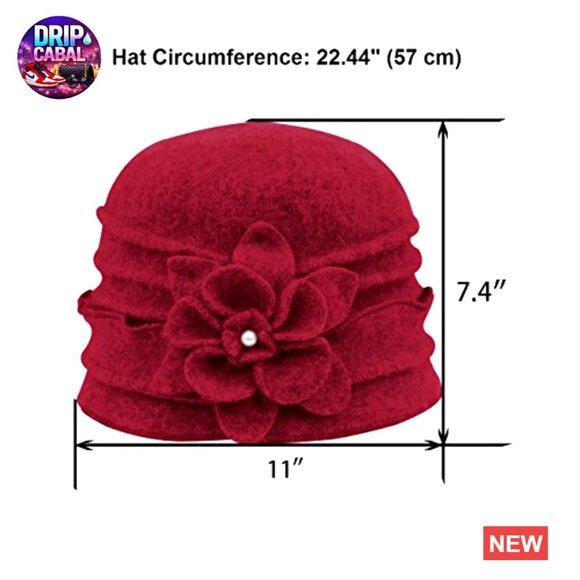 Wool Cloche Bucket Hat with Faux Pearl Flower main image 7